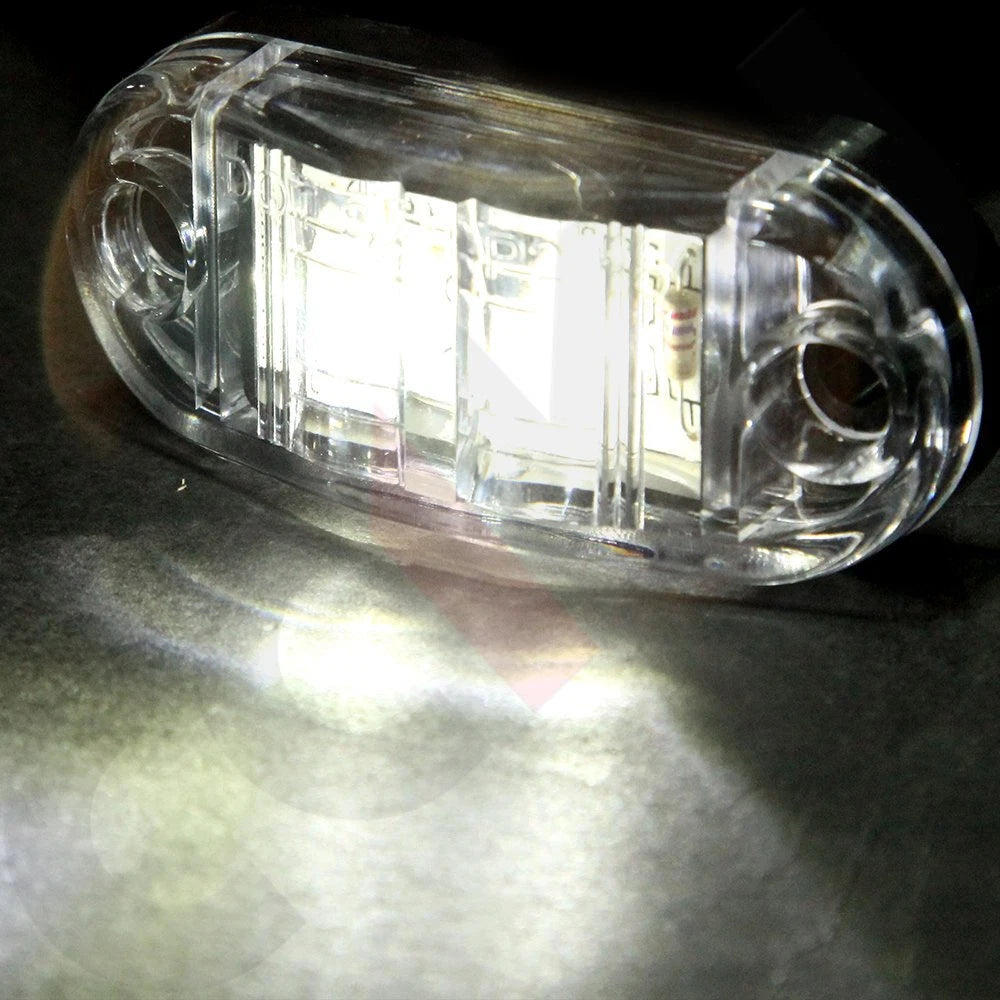 2X 2.5" Clearance White Oval LED Lamps for Trailer Pickup
