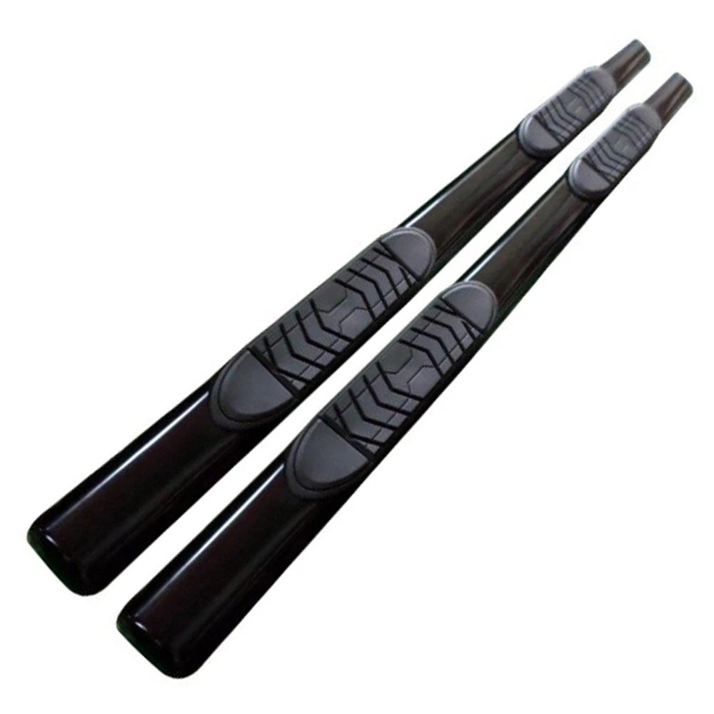 Black 5in Oval Straight w/2 Pads Step Nerf Bar for 2010-2019 Ram HD Ext Crew Cab