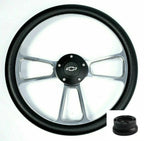 Polished Leather Steering Wheel with Horn for Chevy Models (14 Inch)