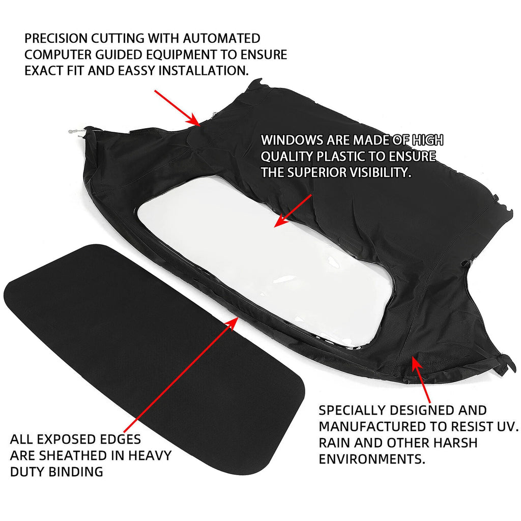 Soft Top for Porsche Boxster (1997–2002) Black Cloth, Plastic Window