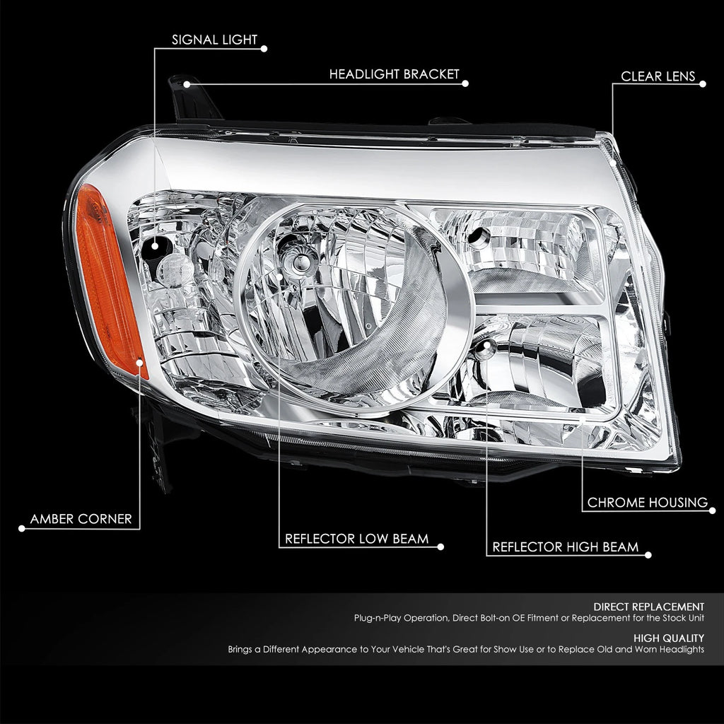 Right Passenger Side Chrome Housing Headlight for Honda Pilot (2009–2011)