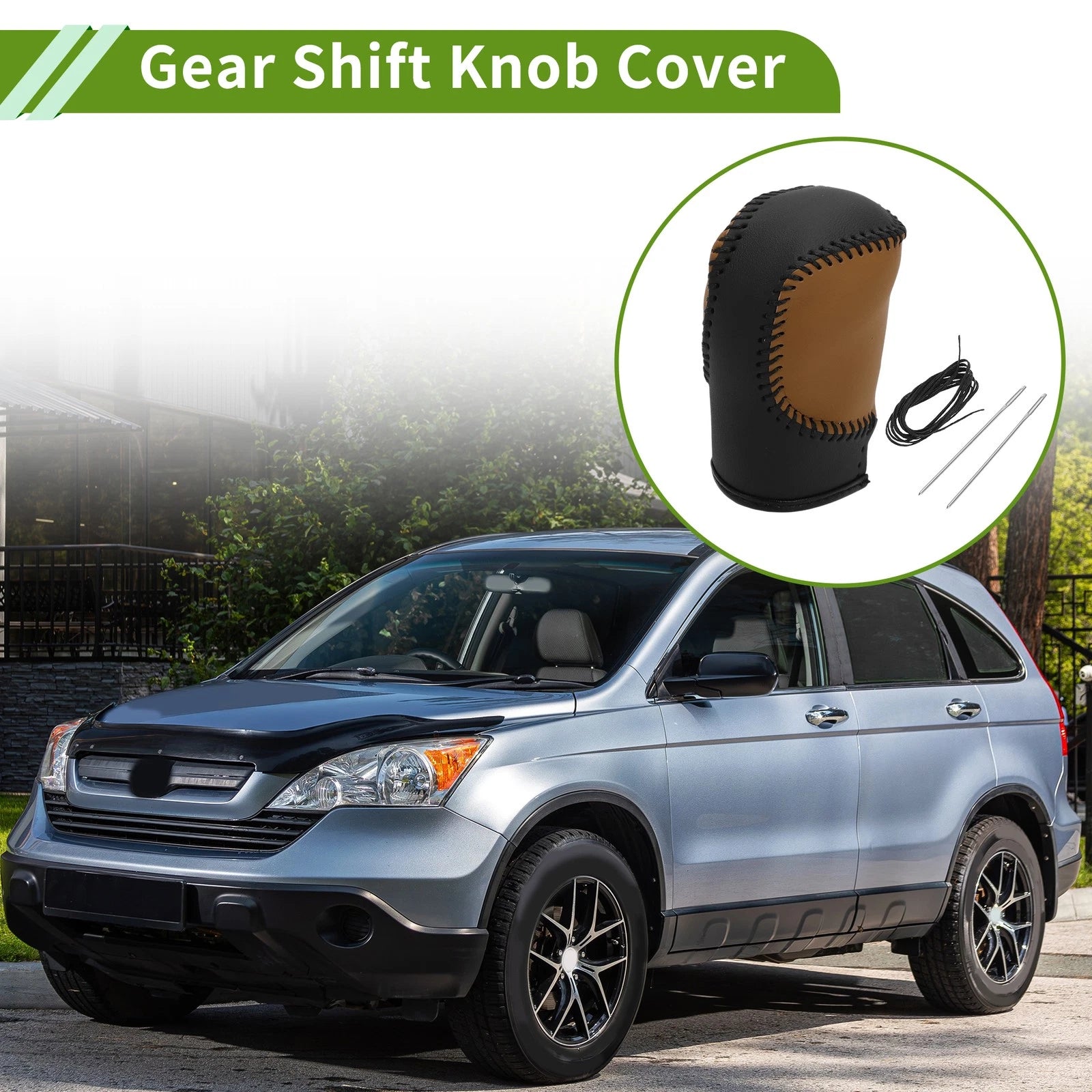 1 Pc Gear Shift Knob Cover for Honda CR-V (2023–2024) Black Brown Faux Leather