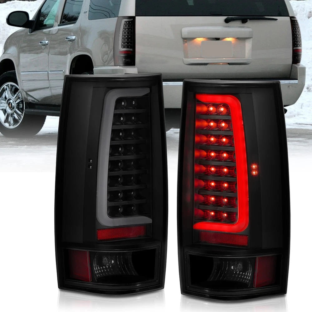 Black Smoke Lens Tail Light Assembly for 07-14 Chevy Suburban 1500 [Plank Style]