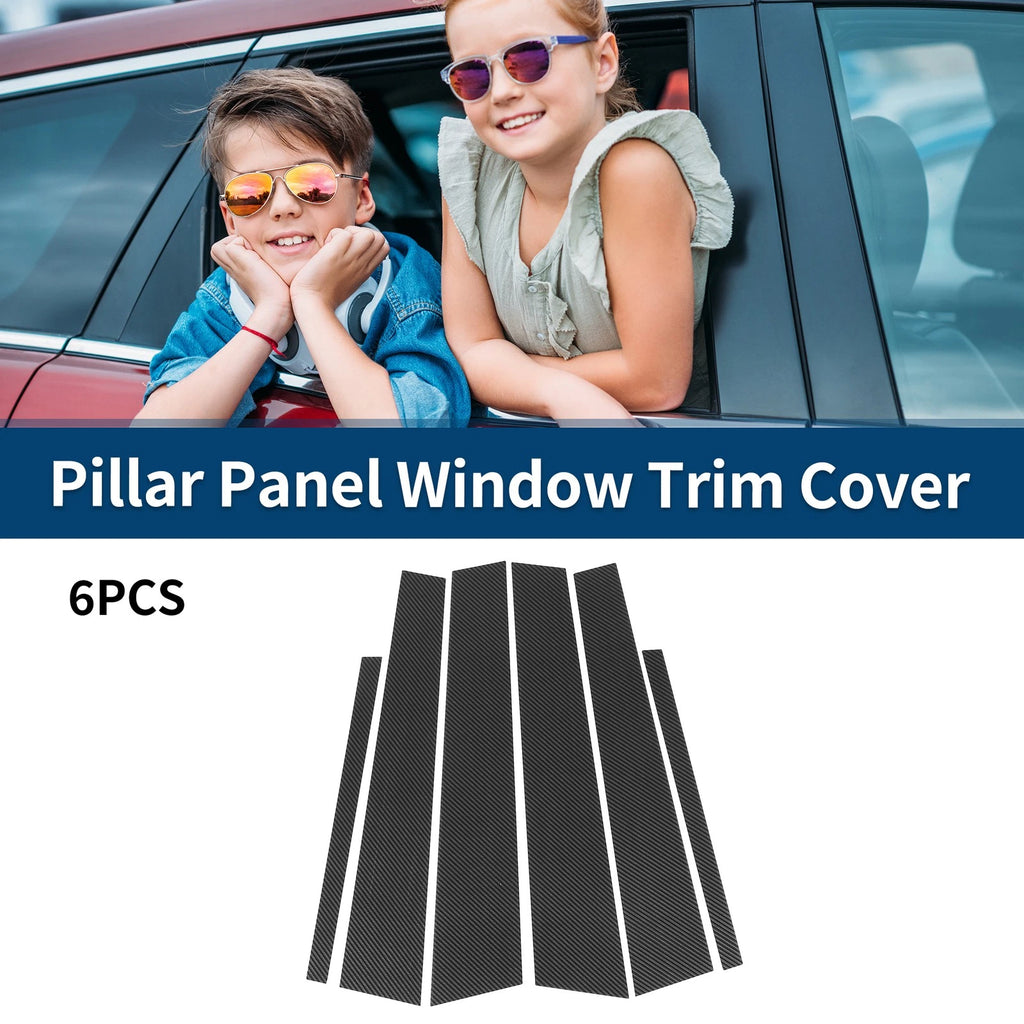 Set of 6 Car Pillar Window Trim Covers for Honda Accord EX-L (2013–2017) Black Carbon Fiber