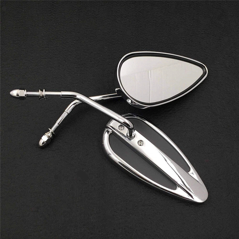 Chrome Teardrop Mirrors for Harley Sportster Low Glide FXRS FXRT Softail