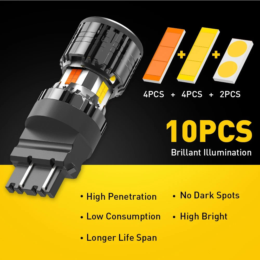 2X 3157 Error-Free Switchback LED Bulbs for Cars