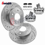 Rear Drilled Rotors & Brake Pads + Calipers for Buick Allure Chevrolet Impala (2005–2009)