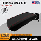 Leather Console Lid Armrest Cover for Hyundai Sonata (2015–2019) Red Stitch