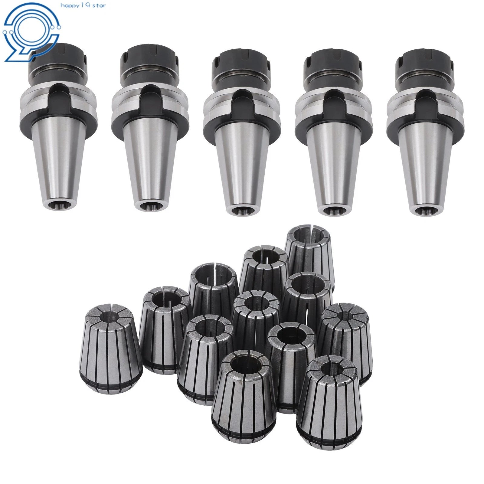 Set of 5 BT40 ER32 Precision Chucks with 12 Collets for High Speed (20000RPM)