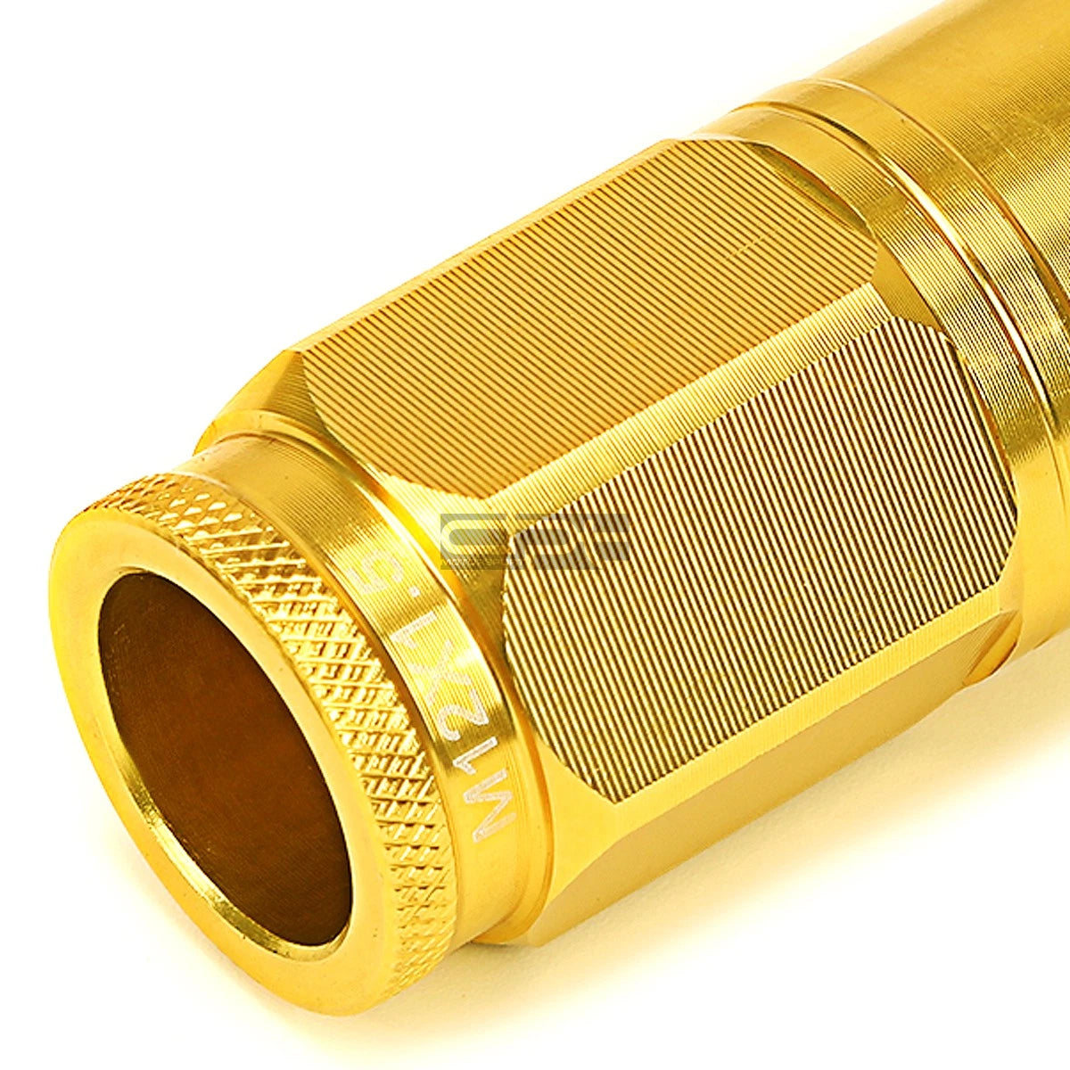 Set of 16 Open-End Aluminum Gold Lug Nuts + 4 Lock Nuts + Adapter M12x1.5
