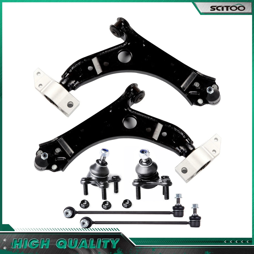 6pc Front Control Arms + Ball Joints Suspension Kit for Audi A3 (2006–2009)