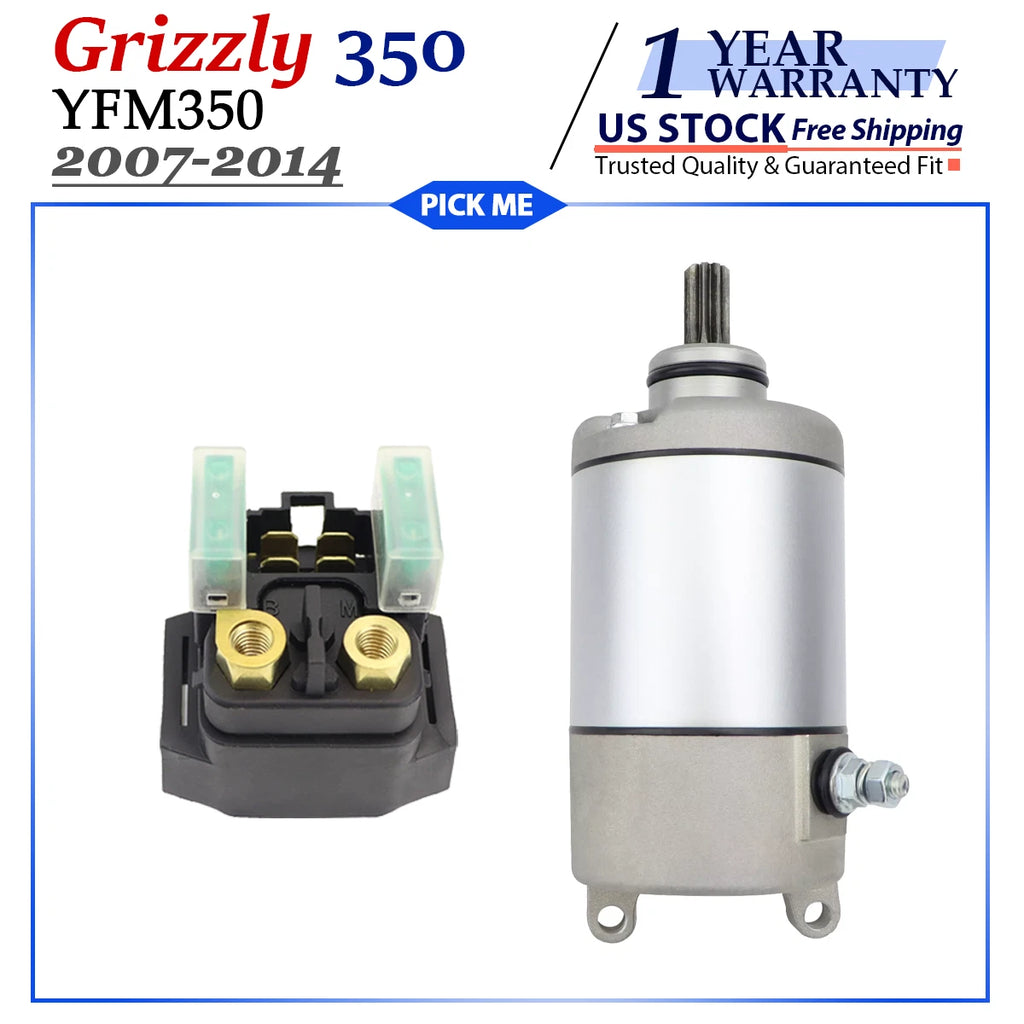 Starter with Solenoid Relay for Yamaha Grizzly 350 (2007–2014)