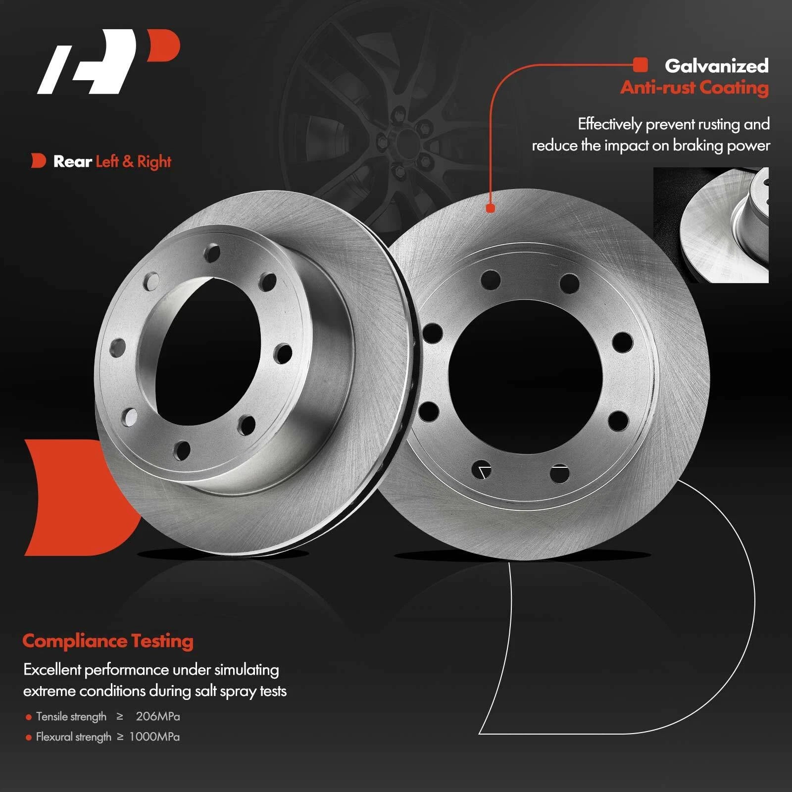 Pair Rear Brake Rotors & Pads for Ford F-250 Super Duty (2000–2004)
