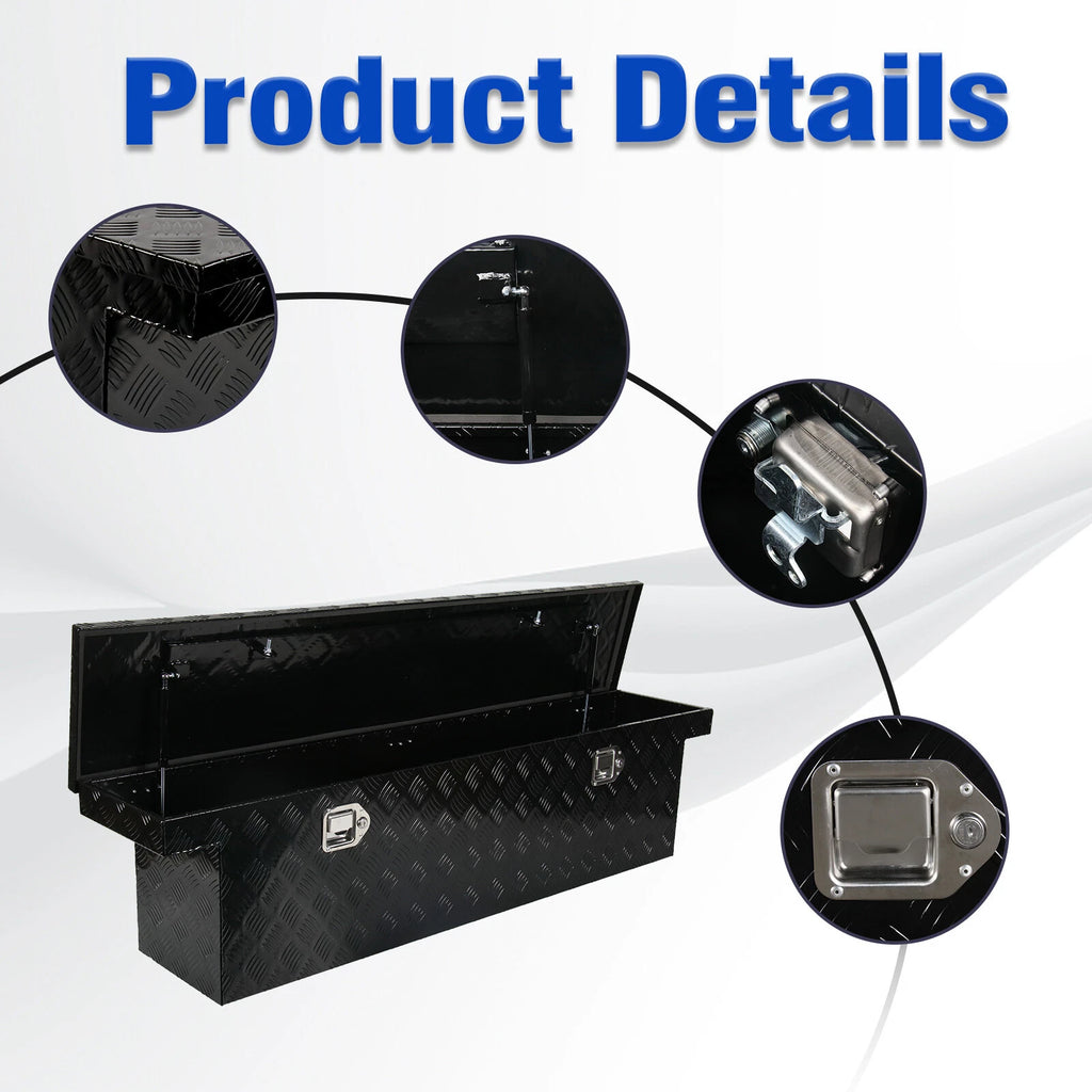 Aluminium Tool Box for Pickup Truck (60"x12"x14") - Black, Lock & Key