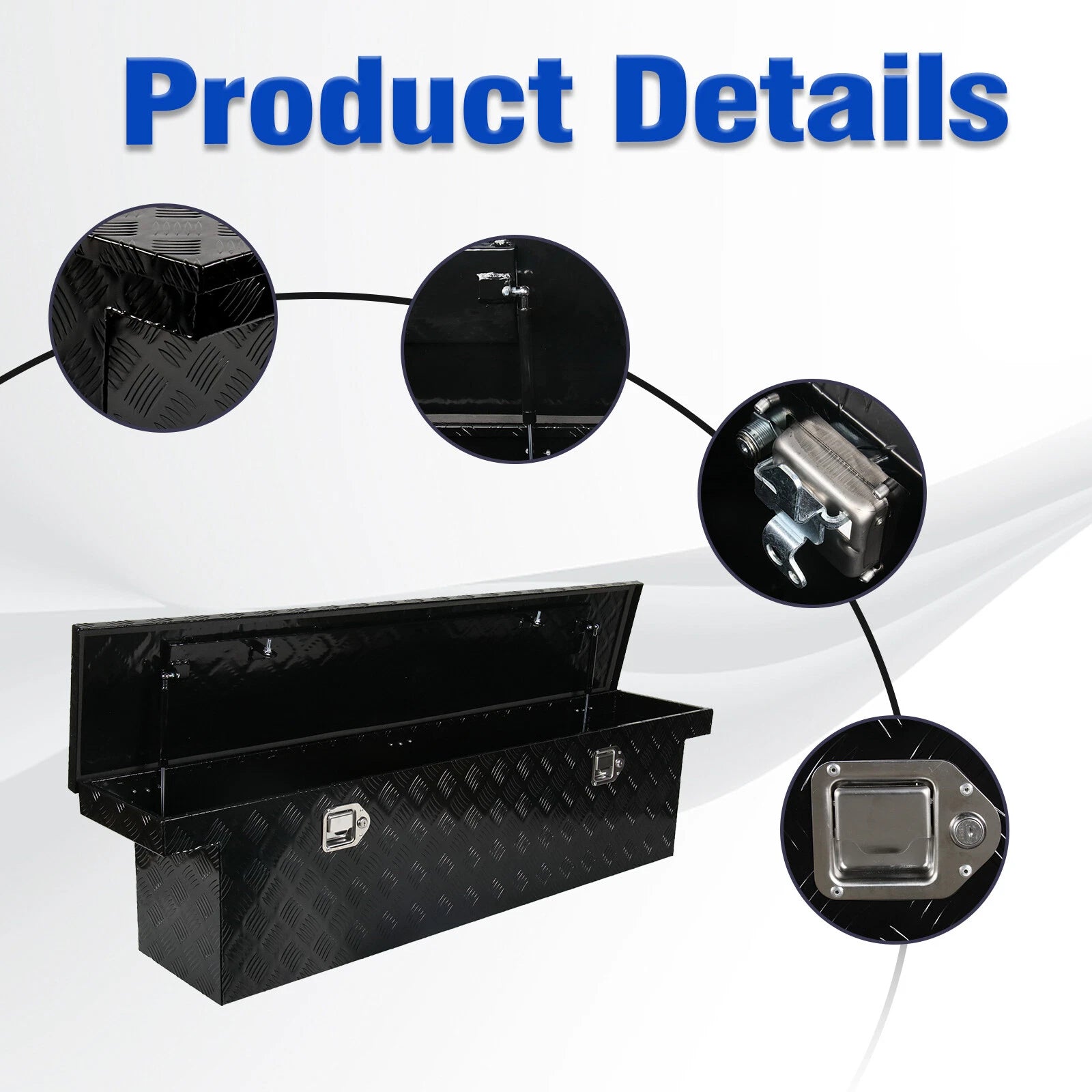 Aluminium Tool Box for Pickup Truck (60"x12"x14") - Black, Lock & Key