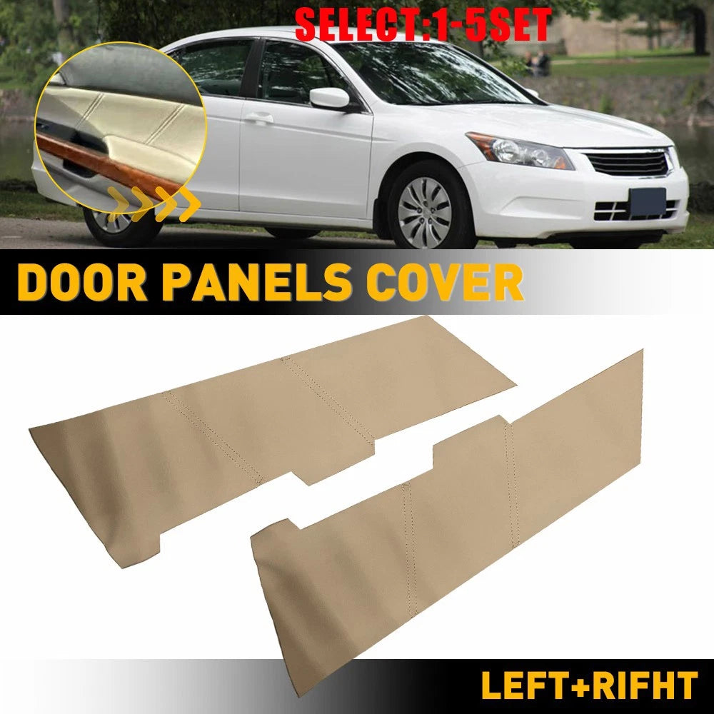 Set of 2 Beige Leather Front Door Panel Covers for Honda Accord Sedan (2008–2012)