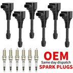 6X Ignition Coil + 6X Spark Plug for Nissan Maxima V6 3.5L (2009–2019) UF550 C1670