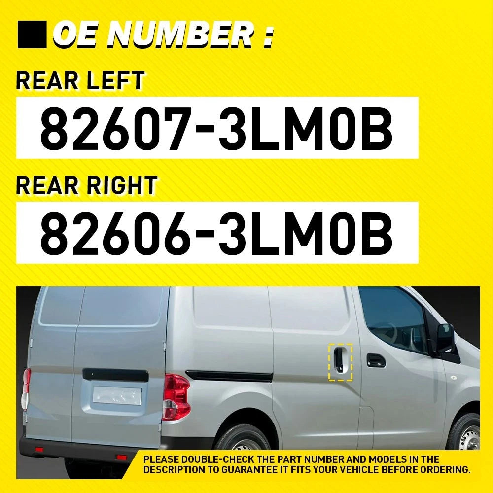 2X Rear Exterior Door Handle for Nissan NV200 (2013–2021) Chevy City Express (2015–2018)