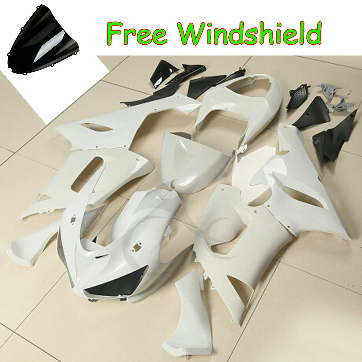 Unpainted White Injection Fairings for Kawasaki Ninja ZX6R ZX636 (2005–2006)