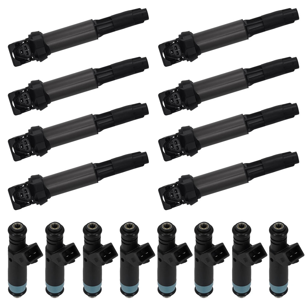 8PCS Fuel Injectors & 8PCS Ignition Coils for BMW 745i/745Li (2002–2005)