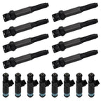 8PCS Fuel Injectors & 8PCS Ignition Coils for BMW 745i/745Li (2002–2005)