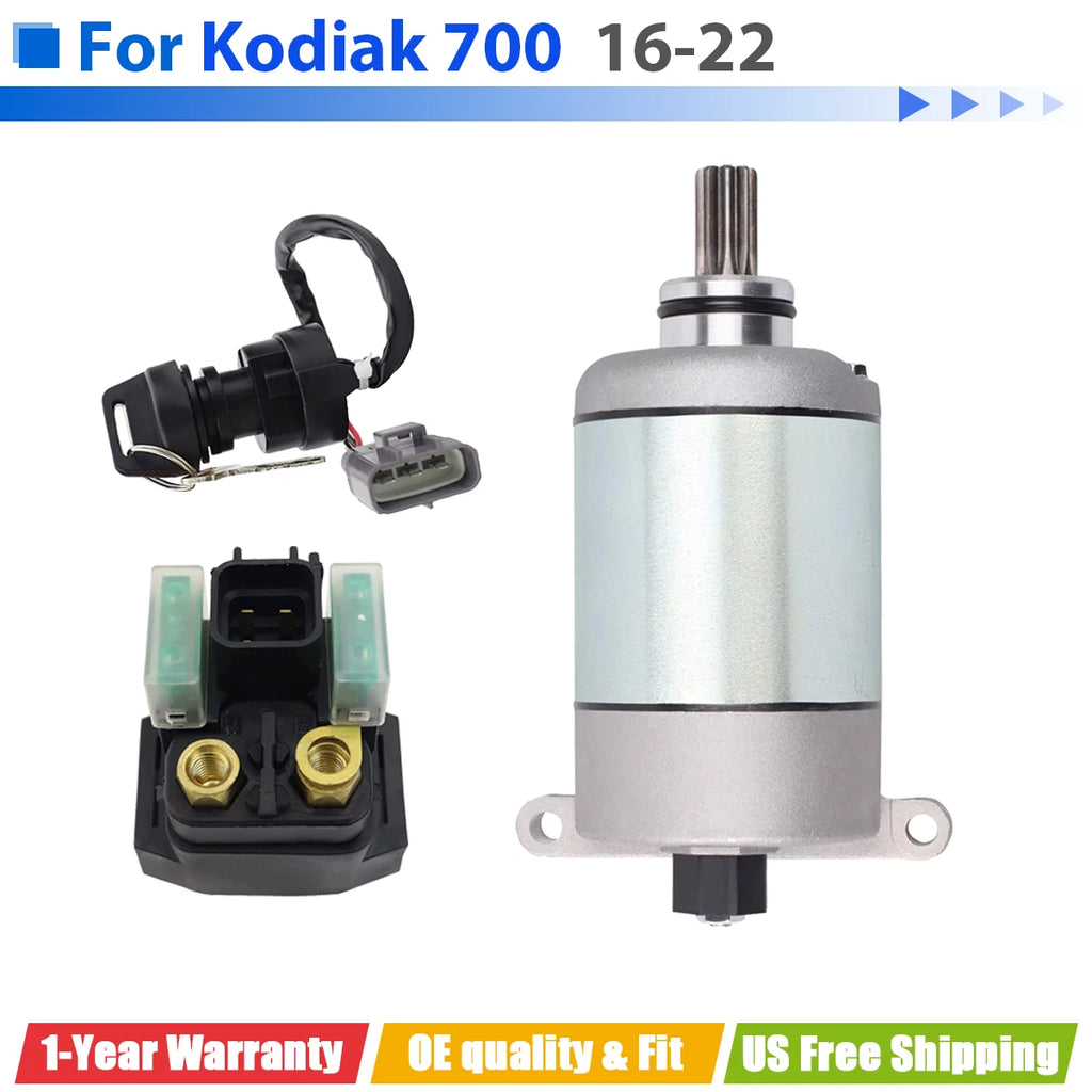 Starter Motor for Yamaha Kodiak 700 (2016–2022) with Relay & Ignition Key Switch