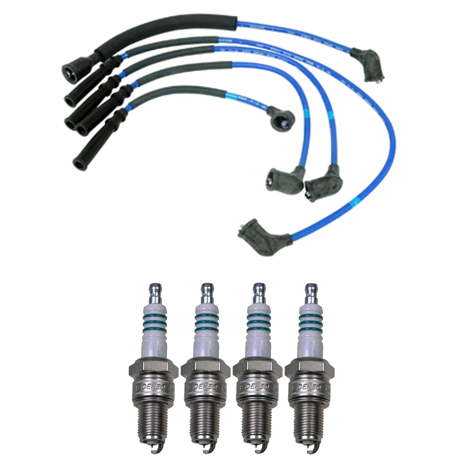 NGK Wire Set & Denso 4 Iridium Spark Plugs Kit for Mazda 626 GT (1988–1992)