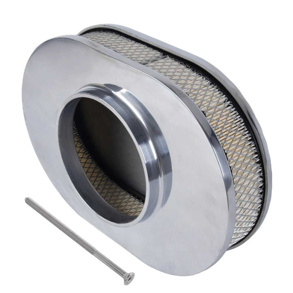 Set of 2 Chrome Half Finned Air Cleaners with Washable Filter