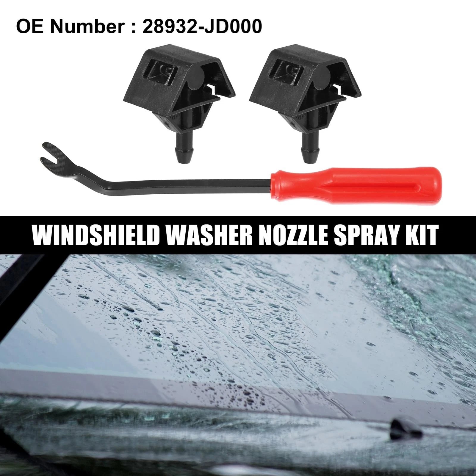 3 Pcs Windshield Washer Nozzle Kit 28932-JD000 for Nissan Qashqai (2007–2013)
