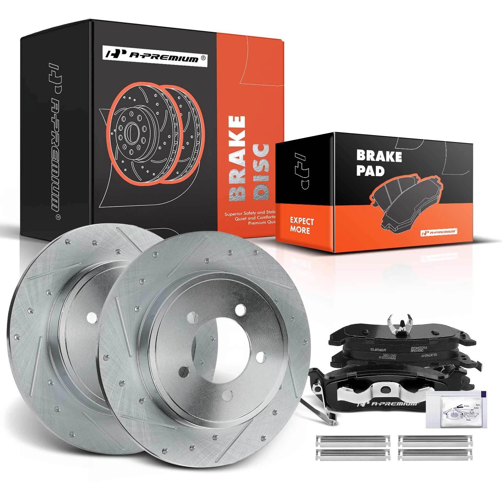 2Pcs Rear Drilled Brake Rotors & Pads for Ford Explorer (2002–2010)