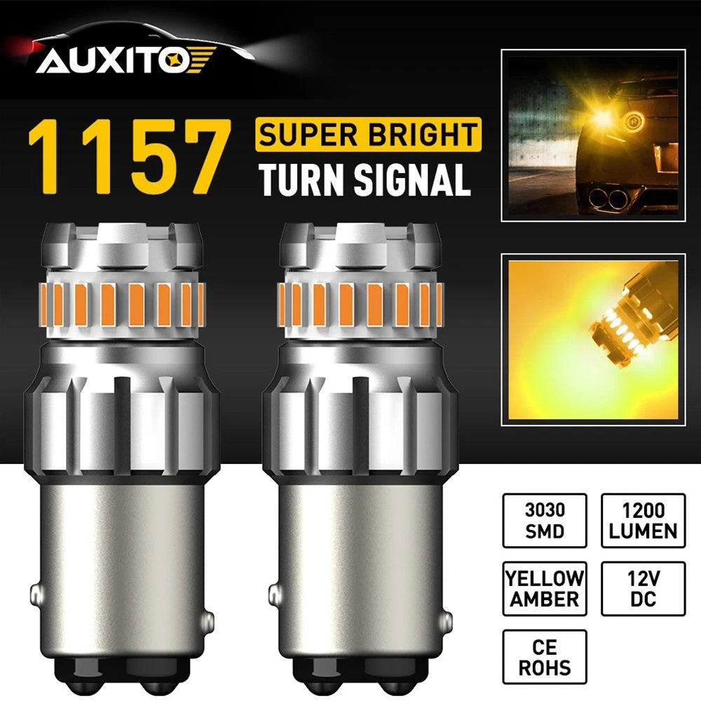 2X AUXITO 1157A Yellow Amber LED Turn Signal Light Bulb for