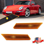 2X Amber Lens Front Side Marker Lights for Porsche 911 (2005–2012)