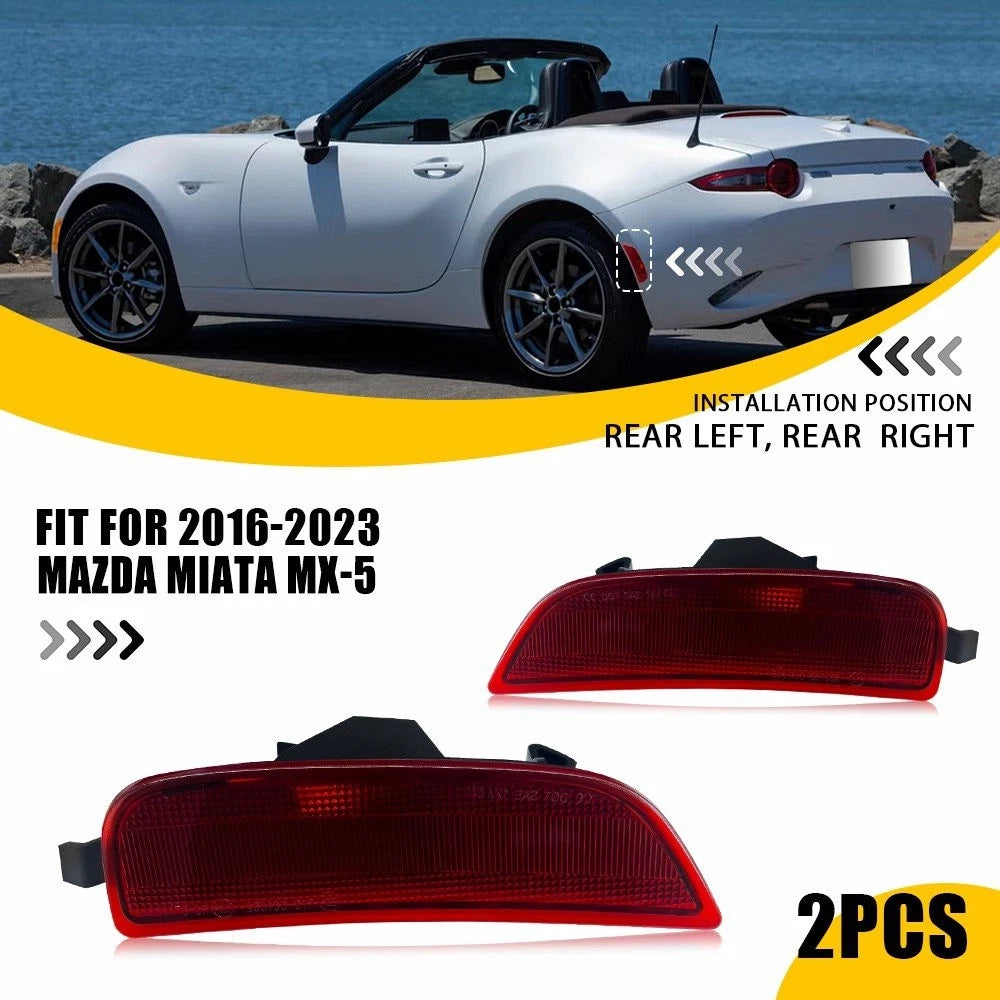 2X Red Lens Rear Side Marker Lights for Mazda MX-5 Miata (2016–2022)