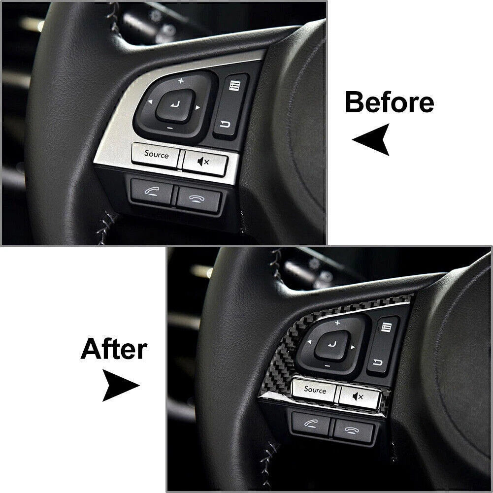 Carbon Fiber Steering Wheel Button Trim Cover for Subaru Forester (2013–2018)