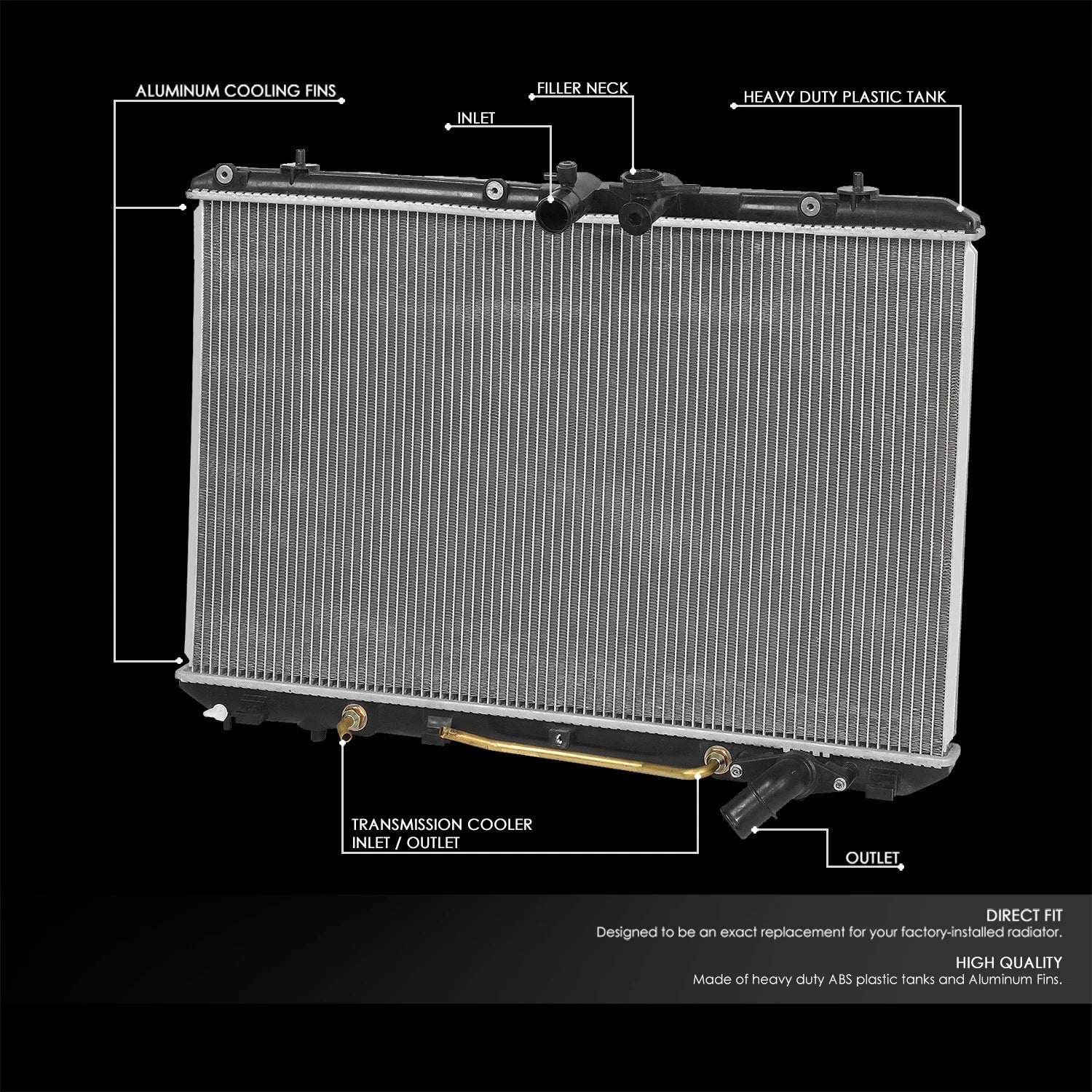 OE Style Aluminum Cooling Radiator for Toyota Highlander 2009–2013 DPI 13122