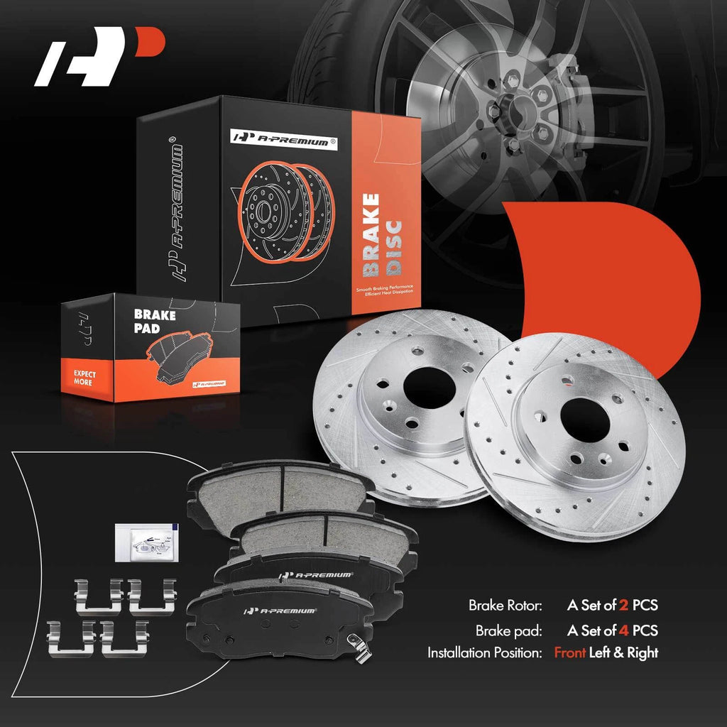 Front Drilled Rotors & Ceramic Brake Pads for Chevrolet Malibu (2016–2023)