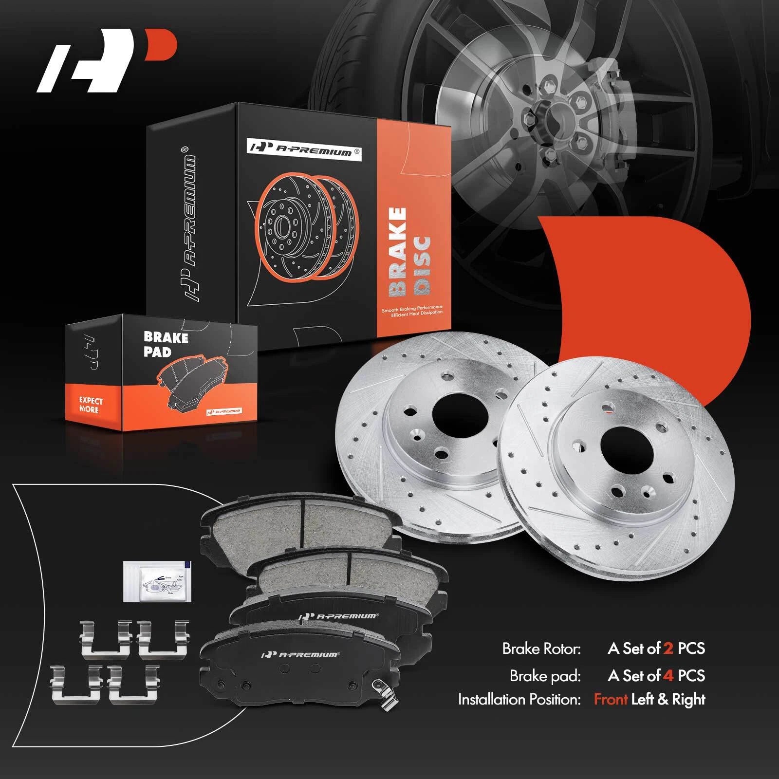 Front Drilled Rotors & Ceramic Brake Pads for Chevrolet Malibu (2016–2023)