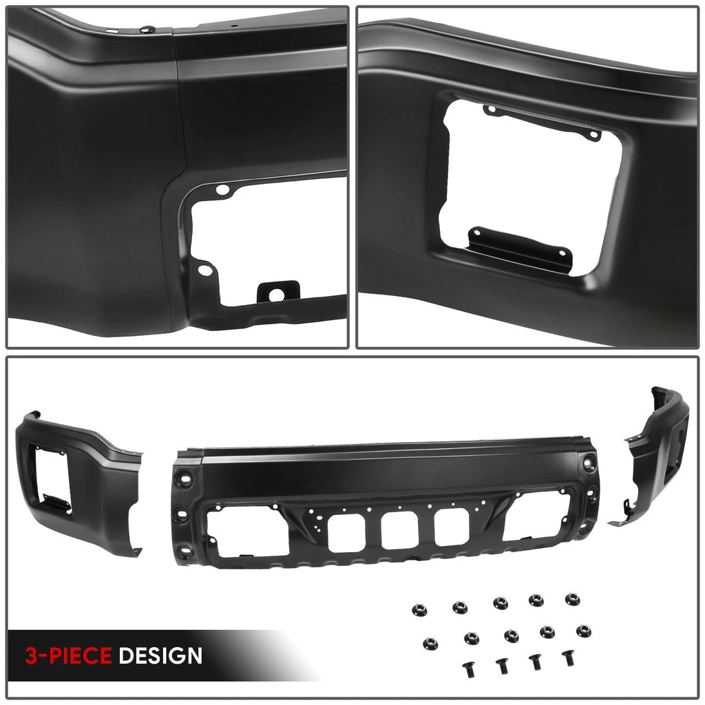 Front Bumper Face Bar for GMC Sierra 1500 (2014–2015) Black w/o Sensor Holes
