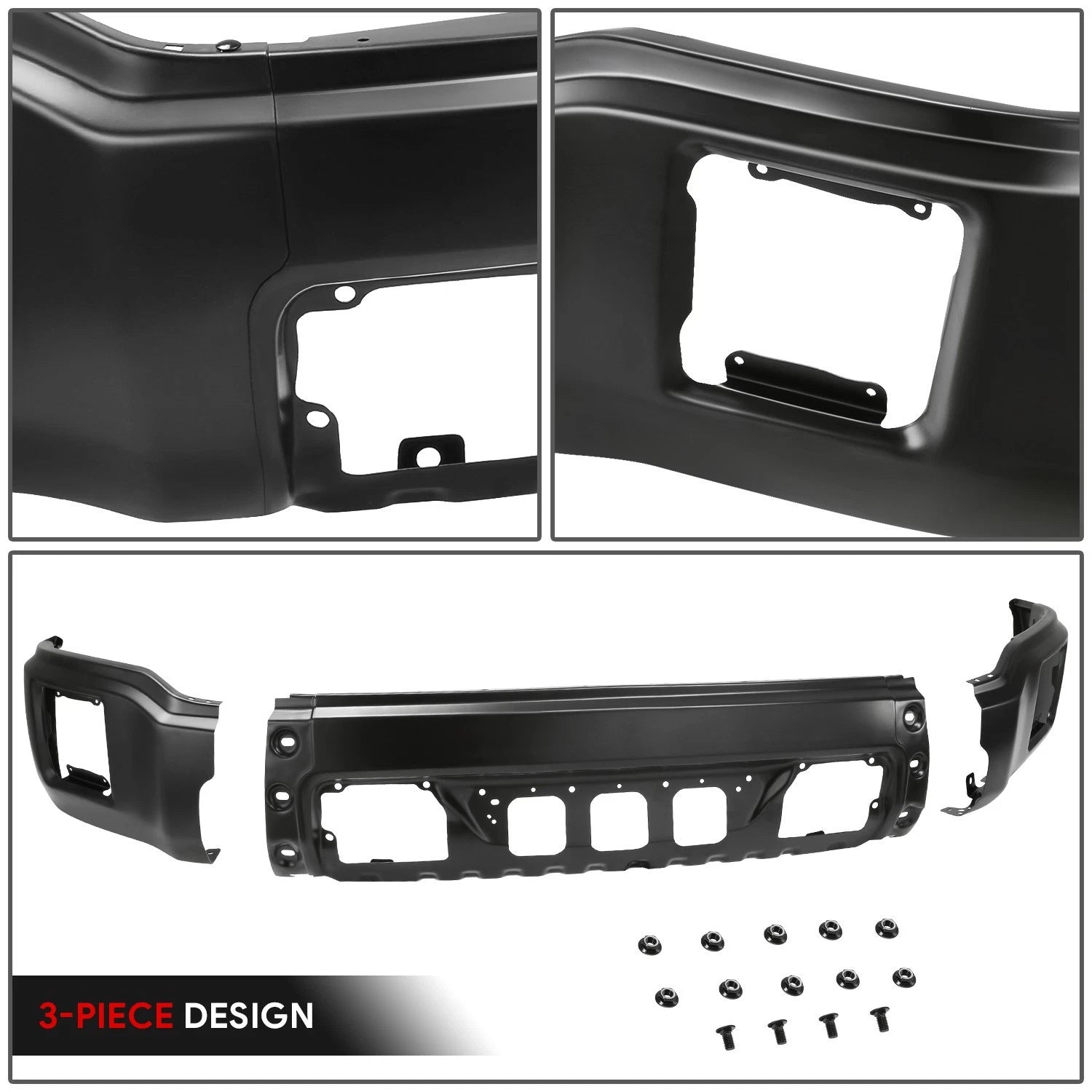 Front Bumper Face Bar for GMC Sierra 1500 (2014–2015) Black w/o Sensor Holes