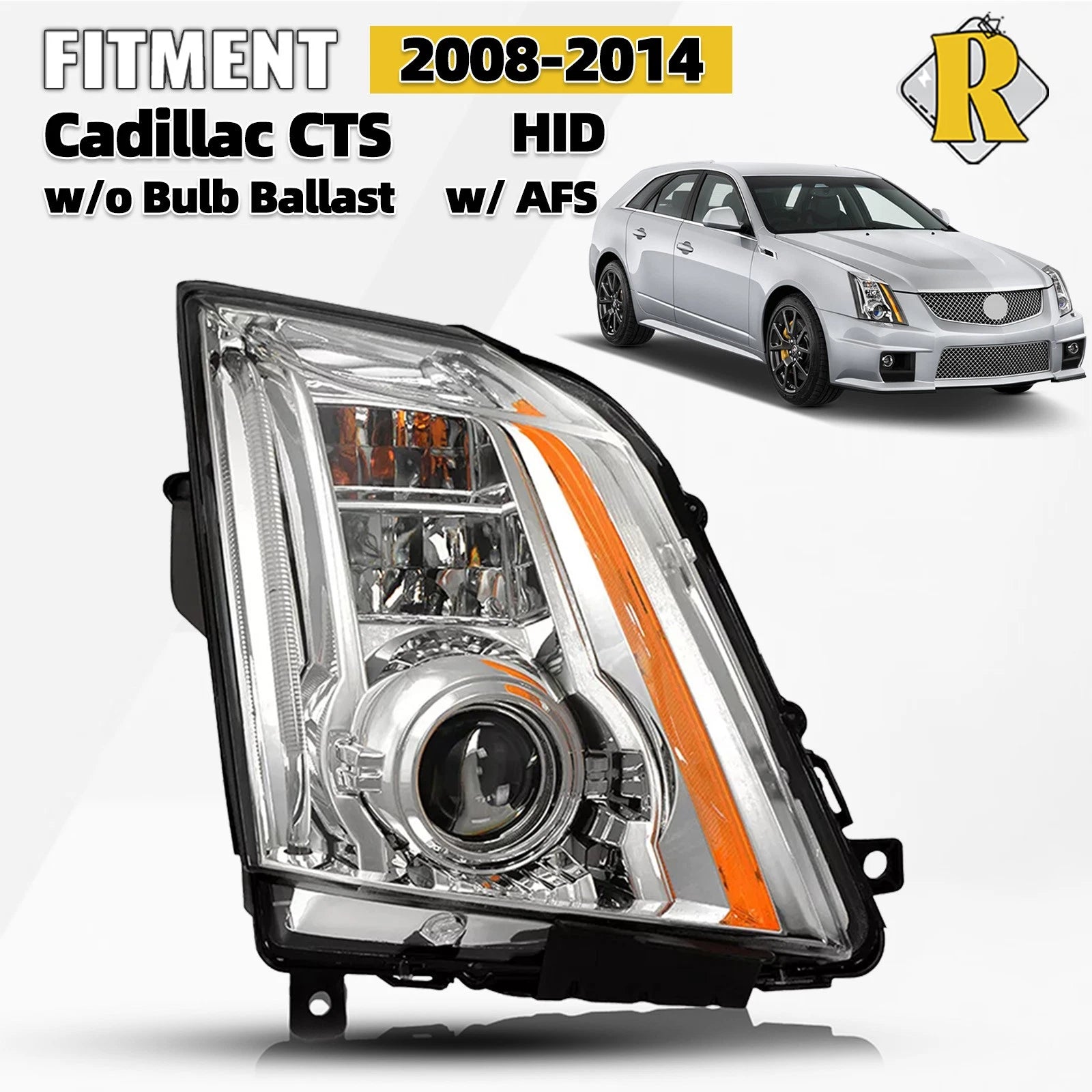 HID/Xenon Headlight for Cadillac CTS (2008–2014) AFS Chrome Right Side