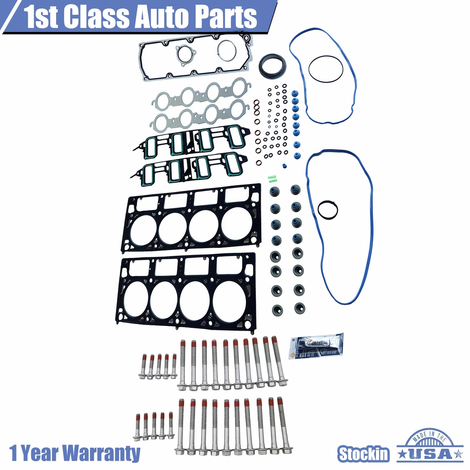 Set of 10 Engine Cylinder Head Gasket Bolts for GMC Chevrolet Cadillac (2007–2020)