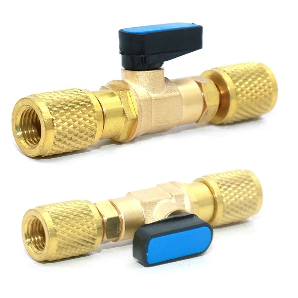 1/4 NPT Brass AC Service Connector with Ball Valve for Universal Use