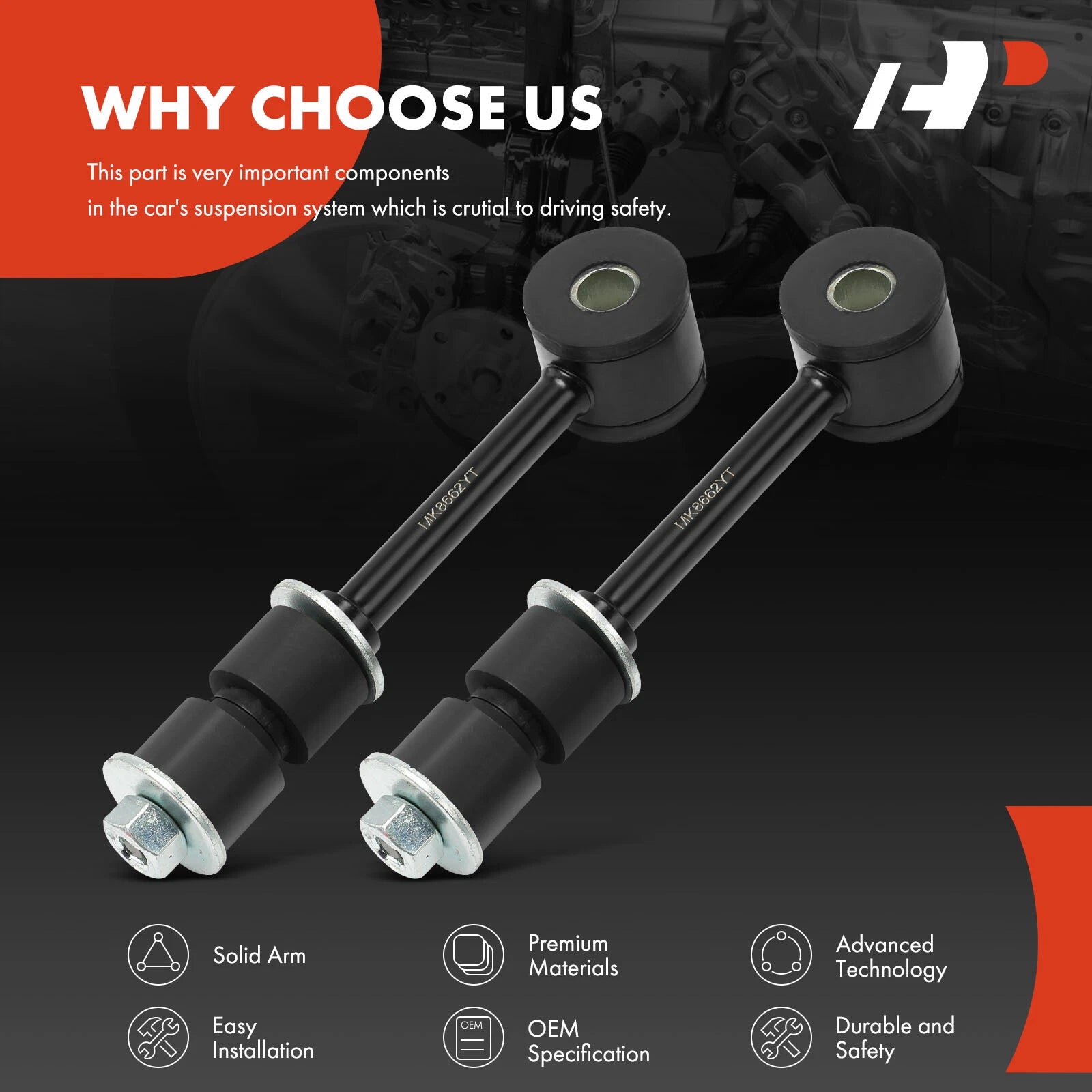 2X Front Sway Bar Link for Ford F-150 (1993–1995), F-250 (1980–1996), F-350 (1980–1997)
