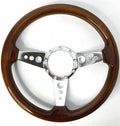 Steering Wheel 14 Inch Drilled 3 Spoke Walnut Grip for Universal Fit (9 Hole)