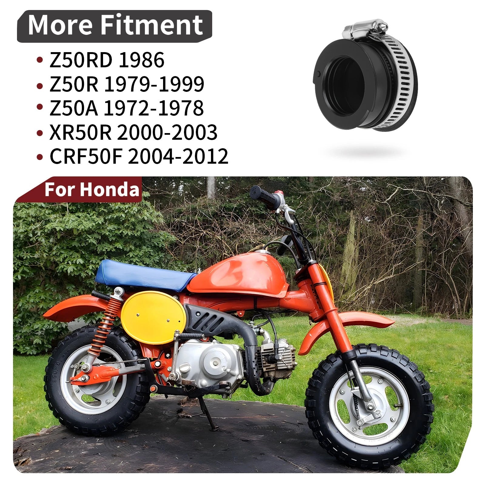 Air Cleaner Tube Boot Rubber for Honda Z50A Z50R XR50R CRF50F (1970–2023)