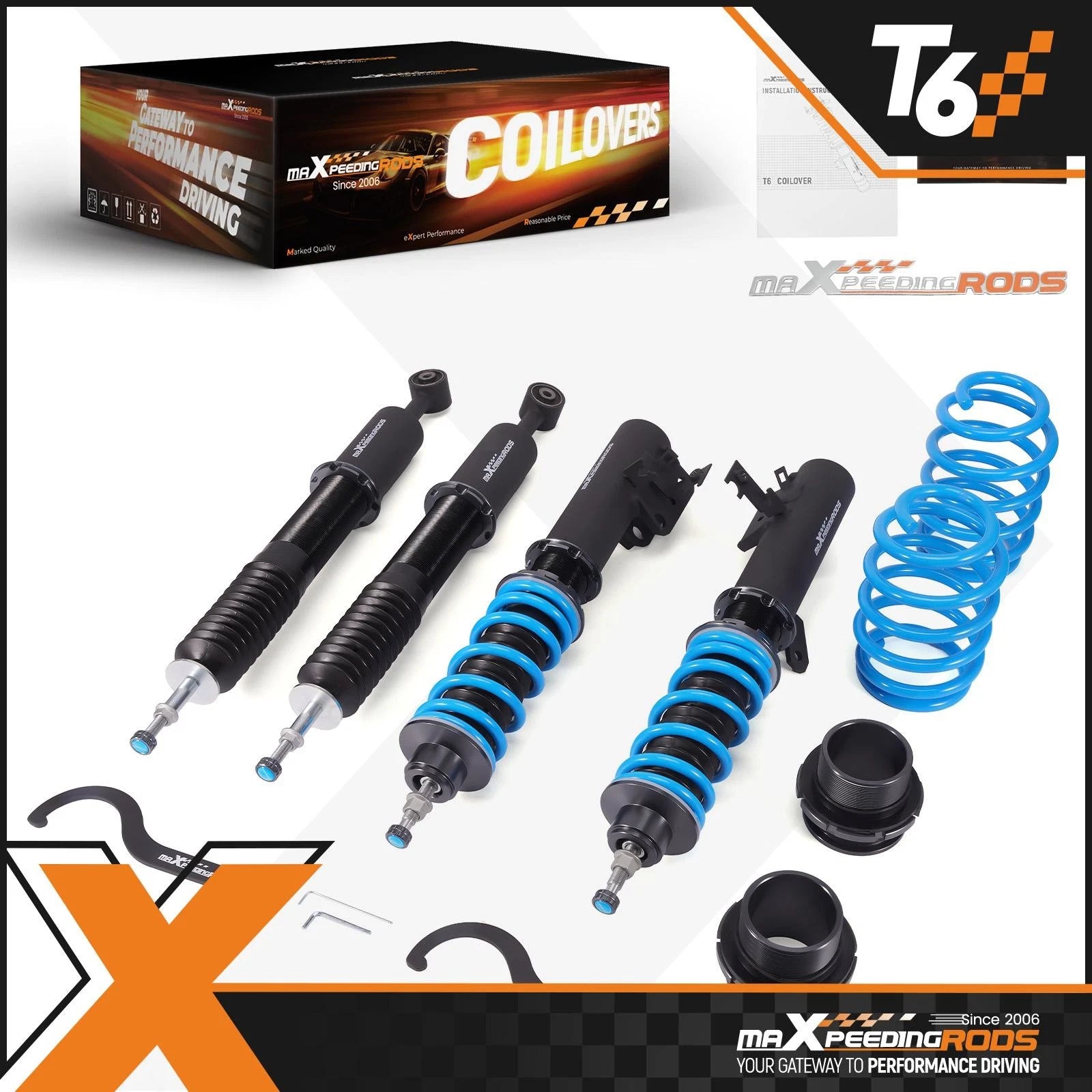 24 Way Damping Adjustable Coilovers Shock Lowering Kit For Honda Fit 2009-2014