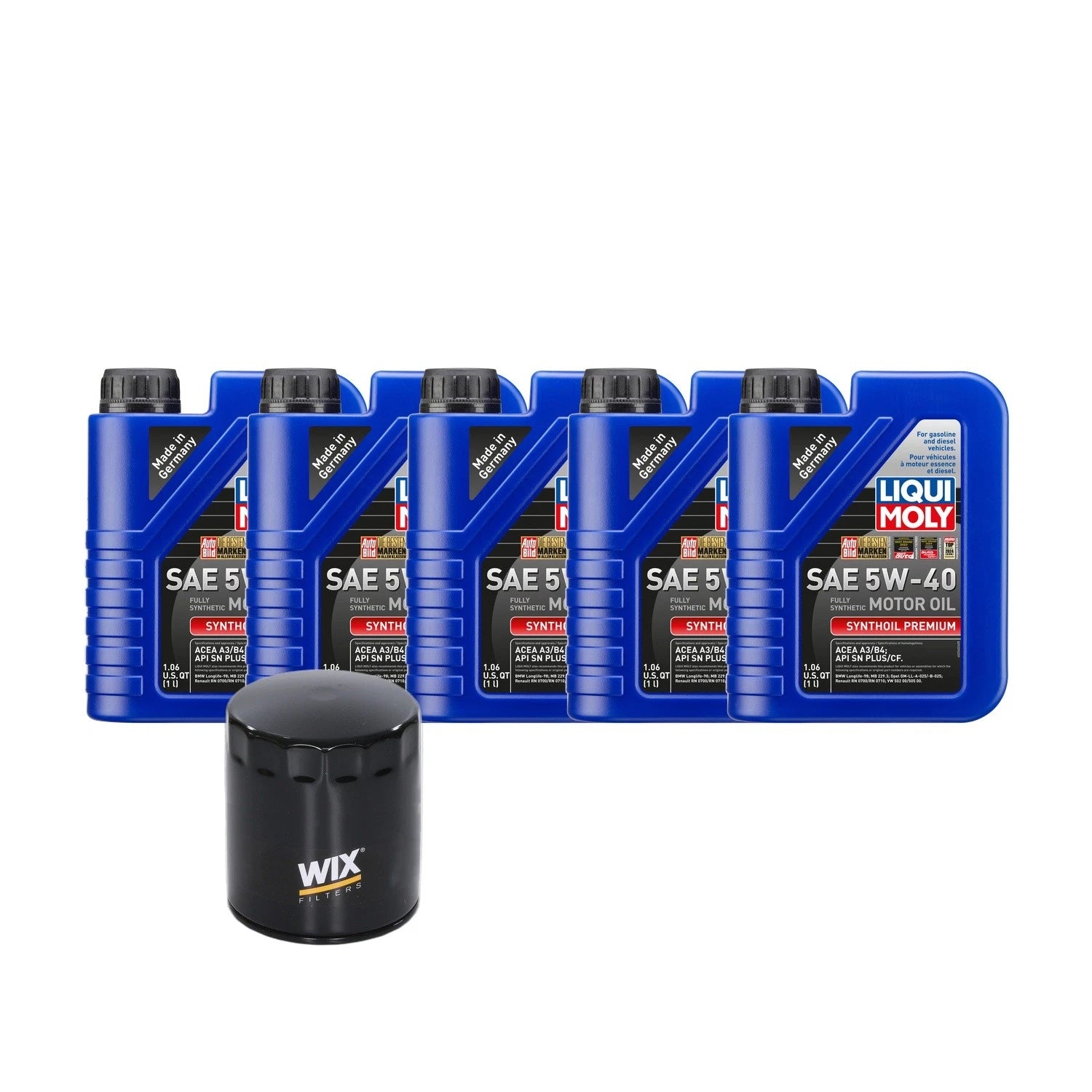 5L Liqui Moly Synthoil Premium SAE 5W40 Oil Change Kit for Audi AFC (1996–1999)