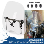 Large Clear Windshield for Harley Honda Suzuki Yamaha Cruiser (19"x17")