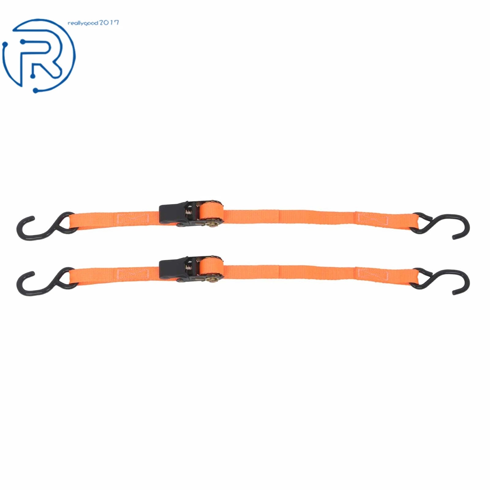 Set of 2 Heavy Duty 1" x 4' Ratchet Tie Down Straps with S Hook