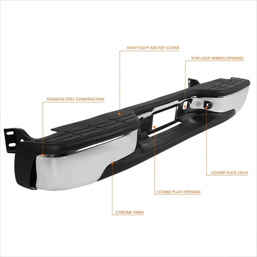 Chrome Rear Bumper for Chevy Silverado GMC Sierra 1500 (1999-2006)